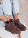 Sneakersy damskie z futerkiem na platformie brązowe Dstreet ZY1069