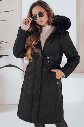 Kurtka zimowa damska parka z futerkiem czarna Dstreet TY5111