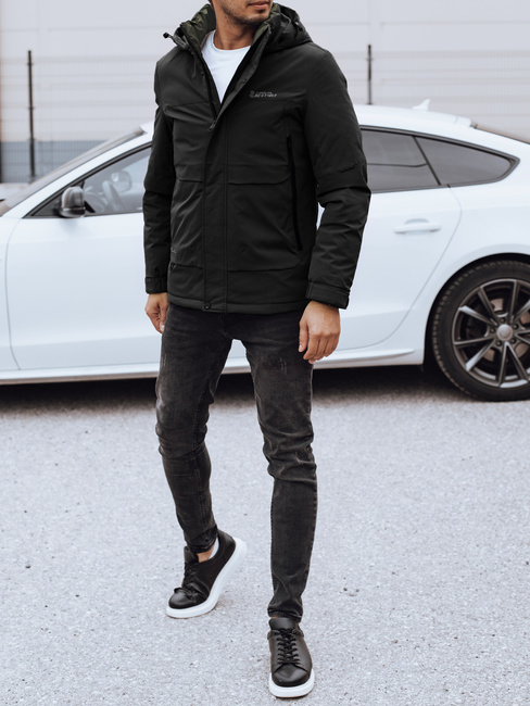 Kurtka męska zimowa z kapturem czarna Dstreet TX4908