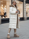 Kurtka zimowa damska pikowana z kapturem CROMBILA biała Dstreet TY4101z