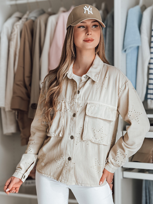 Kurtka damska przejściowa one size w gwiazki STRASHINE cappuccino Dstreet TY4846