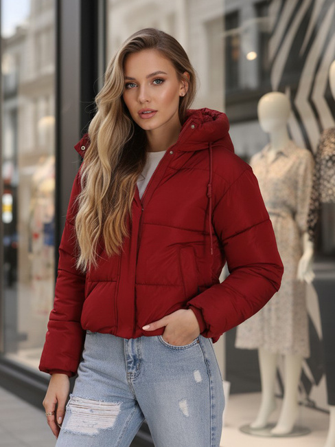 Kurtka damska zimowa krótka pikowana bordowa Dstreet TY5407