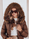 Kurtka zimowa damska pikowana z futerkiem STYLEBELLA brązowa Dstreet TY5009