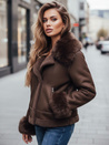 Kurtka damska skórzana z futerkiem brązowa Dstreet TY5243z