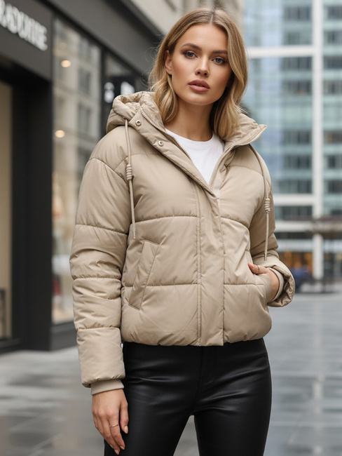 Kurtka damska zimowa krótka pikowana beżowa Dstreet TY5374