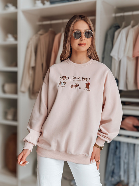 Bluza damska oversize z jamnikami JAMNIKOVE różowa Dstreet BY1497