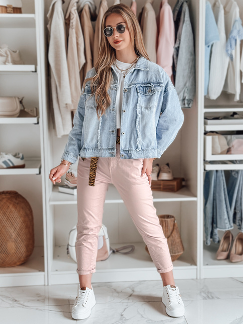 Spodnie damskie casualowe z paskiem MADELINA różowe Dstreet UY2627