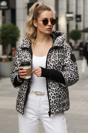 Kurtka damska przejściowa w panterkę biała Dstreet TY5548