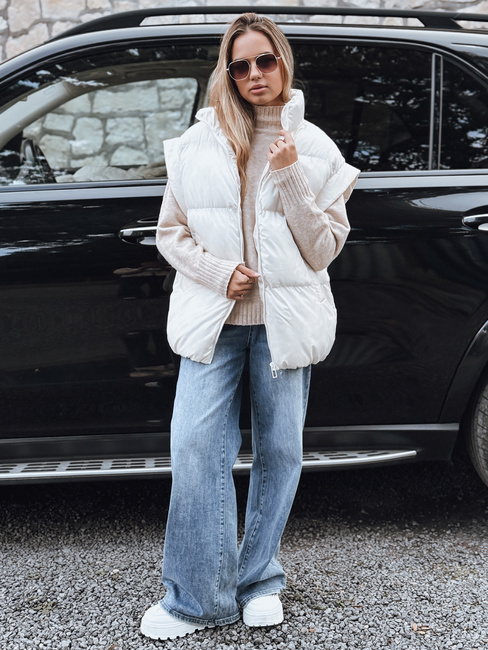 Kamizelka damska pikowana NIMIA ecru Dstreet TY3250