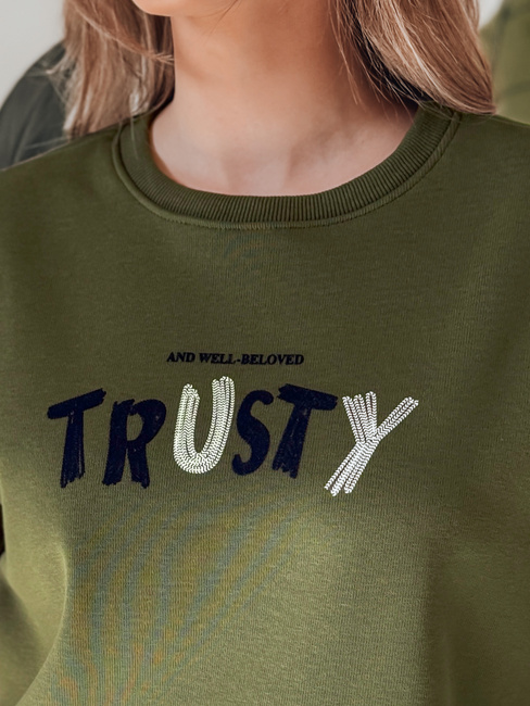 Bluza damska oversize z haftem SOFTRUS zielona Dstreet BY1409