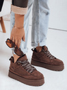 Sneakersy damskie z futerkiem na platformie brązowe Dstreet ZY1069