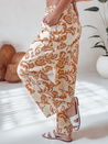 Spodnie damskie wide leg w kwiaty LOVEGARDEN kamelowe Dstreet UY2657