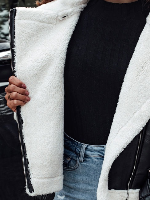 Kurtka zimowa damska skórzana BELLCIAO czarno-beżowa Dstreet TY4685z