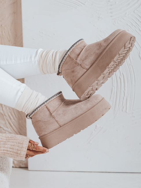 Śniegowce damskie na platformie jasnobeżowe Dstreet ZY1055