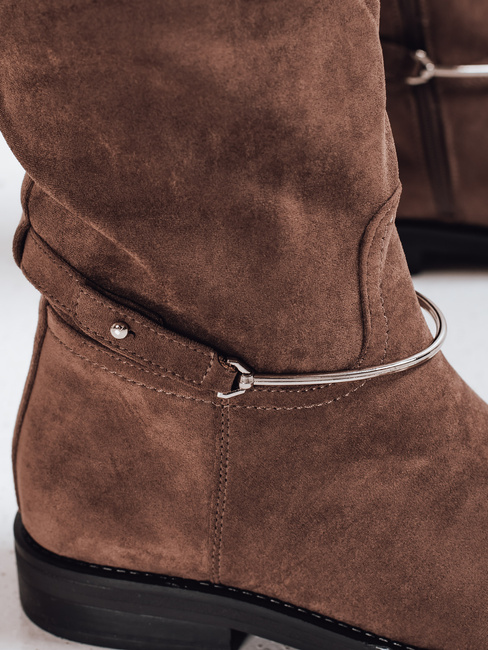 Kozaki damskie zamszowe brązowe Dstreet ZY1204