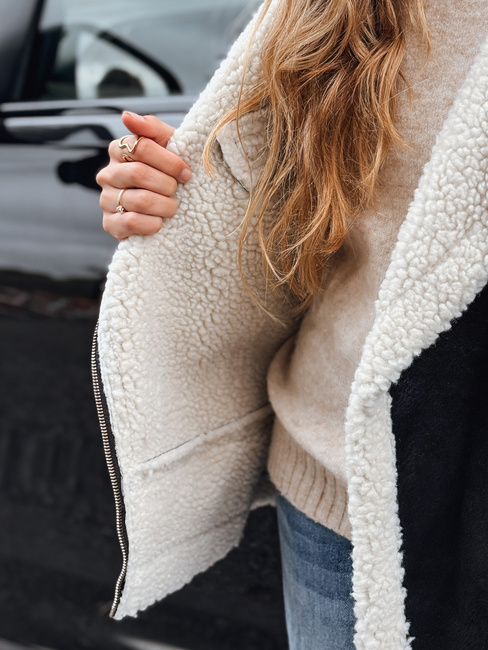 Kurtka ramoneska damska z kożuchem czarna Dstreet TY5246