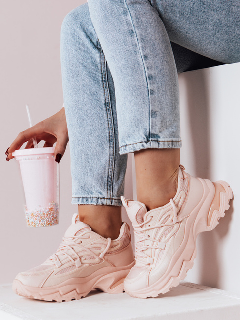 Sneakersy damskie na grubszej podeszwie SOFTLACE różowe Dstreet ZY0656