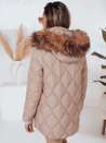 Kurtka zimowa damska LUMORE pikowana z kapturem beżowa Dstreet TY5011