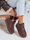 Sneakersy damskie z futerkiem na platformie brązowe Dstreet ZY1069