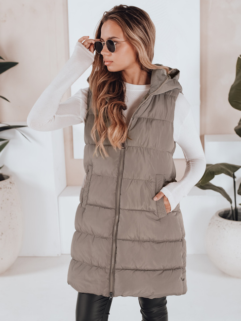 Kamizelka damska pikowana BRITA beżowa Dstreet TY3267