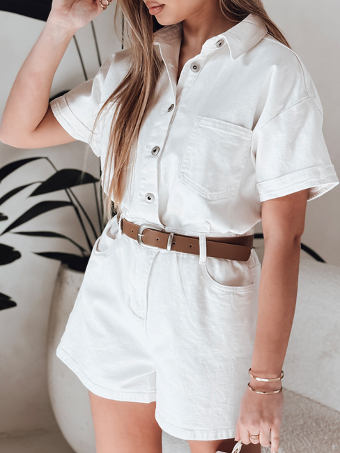 Kombinezon krótki jeansowy DINOZIA biały Dstreet EY2589