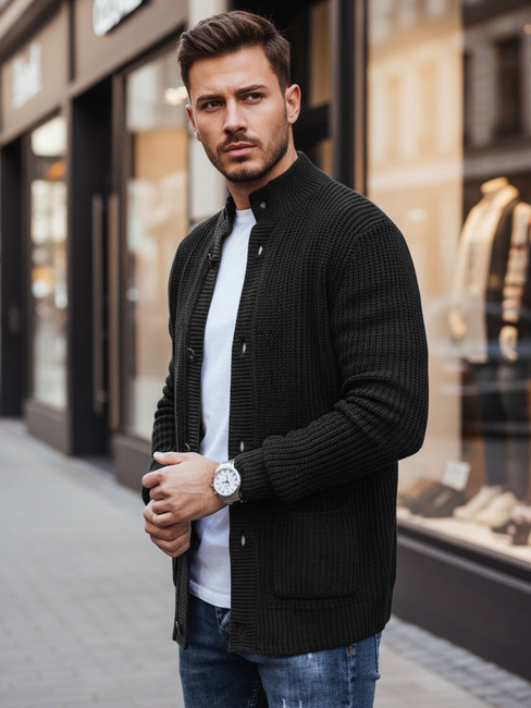 Sweter męski kardigan czarny Dstreet WX2347