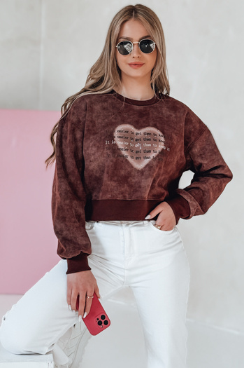 Bluza damska oversize tie-dye z sercem DESSER bordowa Dstreet BY1463