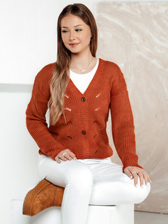 Sweter damski rozpinany KNITVIA rudy Dstreet MY2420_3