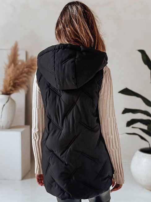 Kamizelka damska pikowana z kapturem czarna Dstreet TY5105