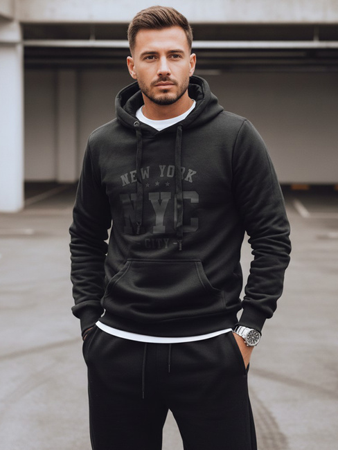 Bluza męska ocieplana z kapturem czarna Dstreet BX5934