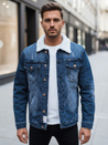 Kurtka męska jeansowa ocieplana z kożuchem granatowa Dstreet TX4729z