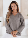 Damski sweter z dekoltem V VERALIA szary Dstreet MY2519