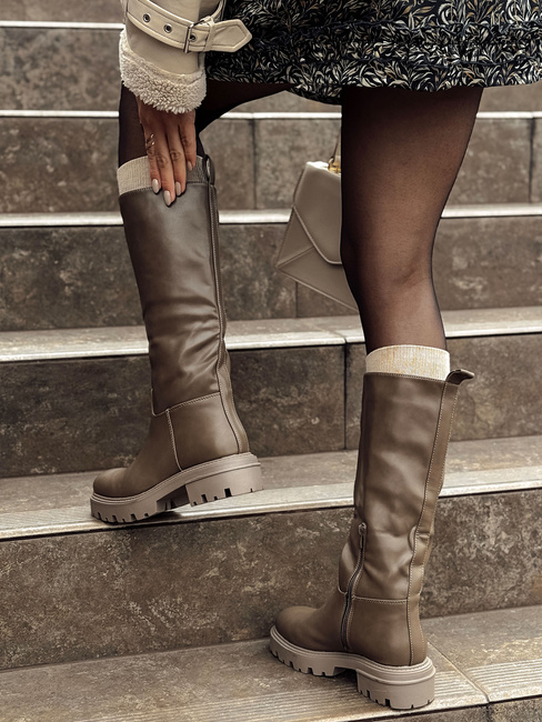 Kozaki damskie długie brązowe KICKBOOT Dstreet ZY0500