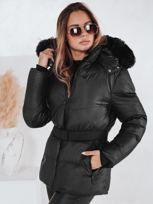 Kurtka damska zimowa pikowana z kapturem LOVELINA czarna Dstreet TY4981