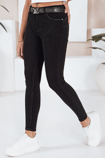 Spodnie jeansowe damskie BLACKIN typu skinny czarne Dstreet UY2221