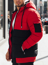 Kurtka męska zimowa z kapturem czarno-czerwona Dstreet TX5100