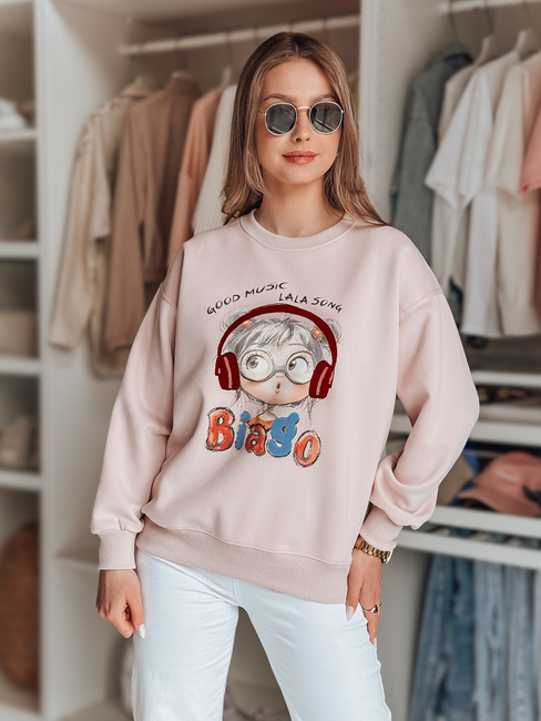 Bluza damska oversize z nadrukiem LALA VIBE różowa Dstreet BY1505