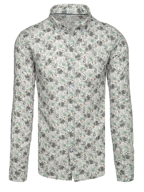 Koszula męska w kwiaty biała Dstreet DX2633