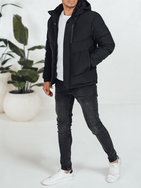 Kurtka męska zimowak pikowana z kapturem czarna Dstreet TX5069