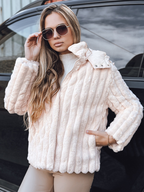 Kurtka damska futrzana z kapturem różowa Dstreet TY5277