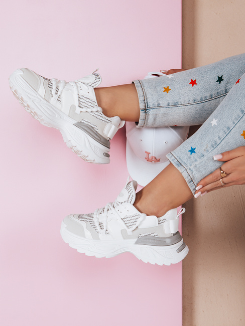 Sneakersy damskie na wysokiej platformie BEASTAR beżowe Dstreet ZY0850