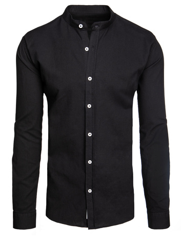 Koszula męska ze stójką z długim rękawem czarna Dstreet DX2637