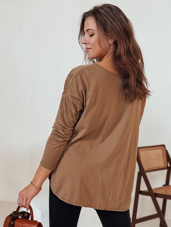 Bluzka damska oversize SILKINEA z wisiorkiem khaki Dstreet RY2669