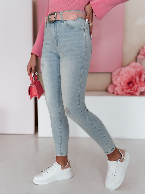 Spodnie damskie jeansowe skinny z paskiem SLIMIVI niebieskie Dstreet UY2423