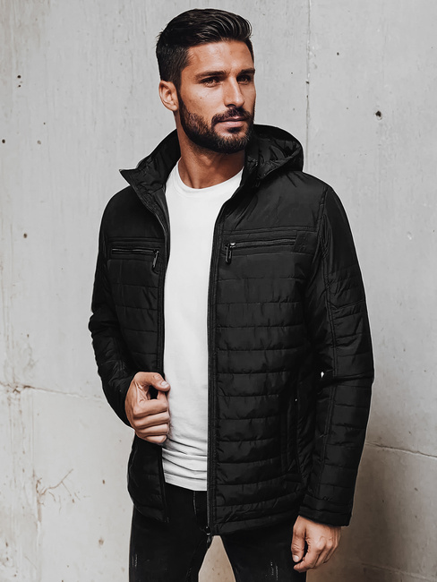 Kurtka męska pikowana z kapturem czarna Dstreet TX5009