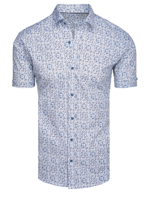 Koszula męska we wzory z krótkim rękawem niebieska Dstreet KX1054