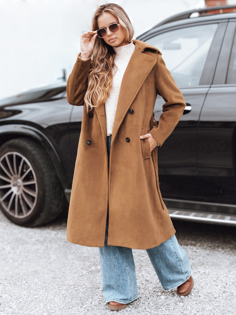 Płaszcz zimowy damski klasyczny trench brązowy Dstreet NY0761