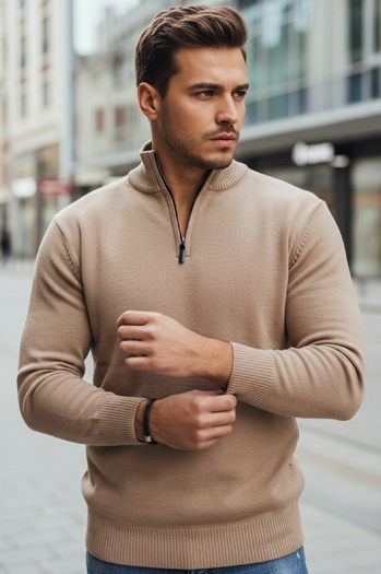 Sweter męski kamelowy Dstreet WX2341
