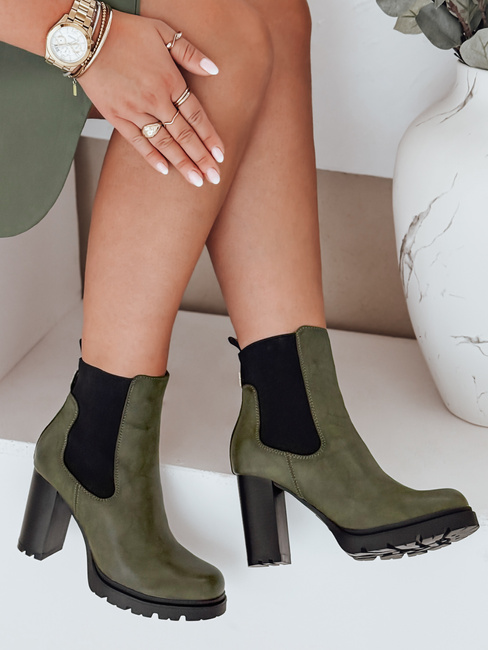 Botki damskie CHICMOVE na obcasie zielone Dstreet ZY1019