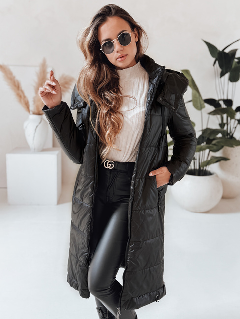 Kurtka damska przejściowa ORVITA pikowana z kapturem czarna Dstreet TY5024